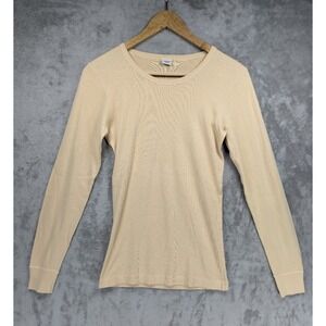 Christina Lehr 100% Cotton Long Sleeve Thermal Ribbed Top Size 2 Yellow